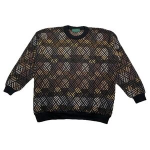 Vintage Tundra Canada 3D Geometric Knit 100% Cotton Sweater Size XL